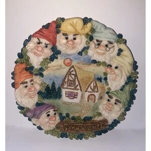 Vintage 1996 Popular Imports Snow White 3D Collector Plate 7 Dwarfs House